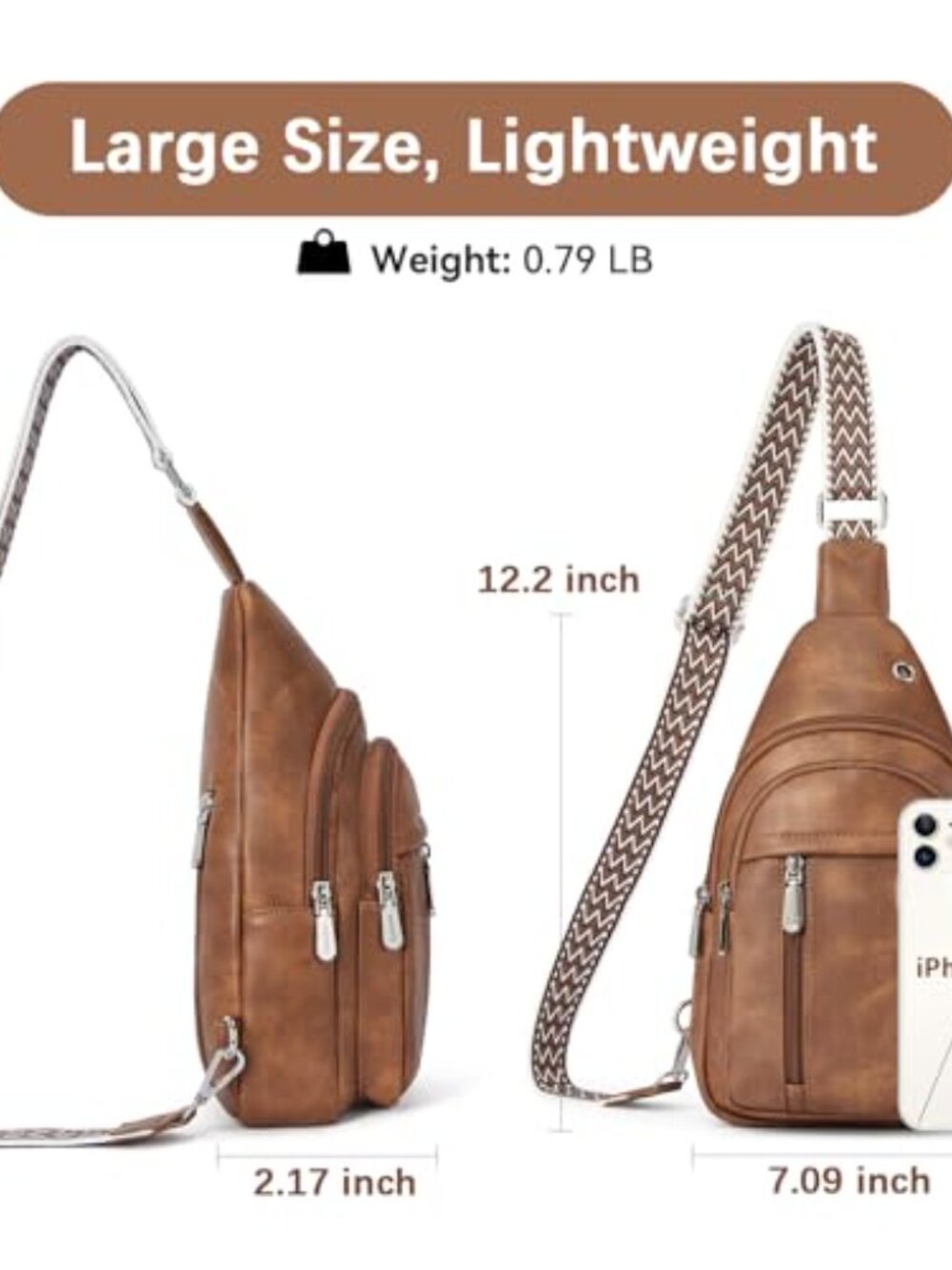 🆕 BOSTANTEN Sling Bag, Crossbody Bag Small Leather Travel Purses Chest Bag for - Picture 3 of 8